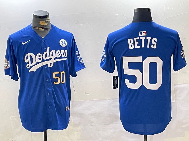 Men Los Angeles Dodgers #50 Betts Blue Game 2024 Nike MLB Jersey style 11201